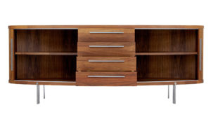 Danish Walnut Oval Tambour Naver Sideboard by Nissen and Gehl Mdd — thumbnail 7
