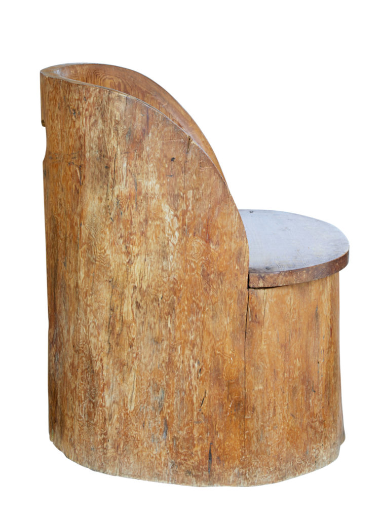 19th Century Large Dugout Rustic Pine Chair — image 2