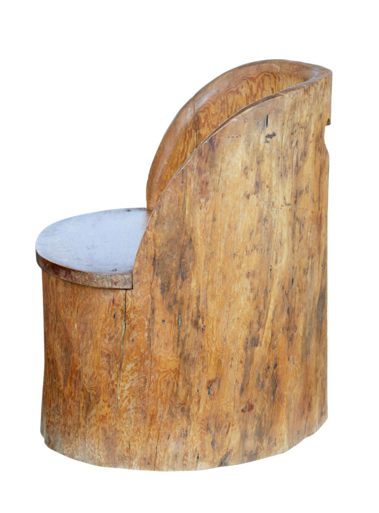 19th Century Large Dugout Rustic Pine Chair — image 4