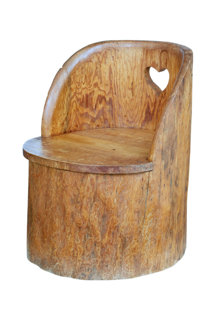 19th Century Large Dugout Rustic Pine Chair — image 5