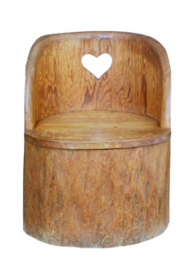 19th Century Large Dugout Rustic Pine Chair — thumbnail 1