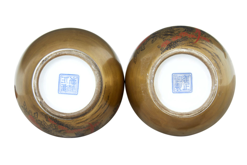 Pair of 1920’s Chinese Republic Hand Decorated Porcelain Vases — image 4