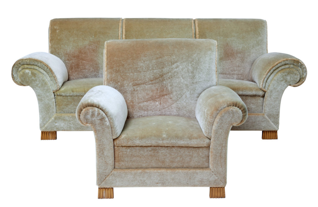 Art Deco Upholstered Armchair and Sofa — image 1