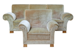 Art Deco Upholstered Armchair and Sofa — thumbnail 1