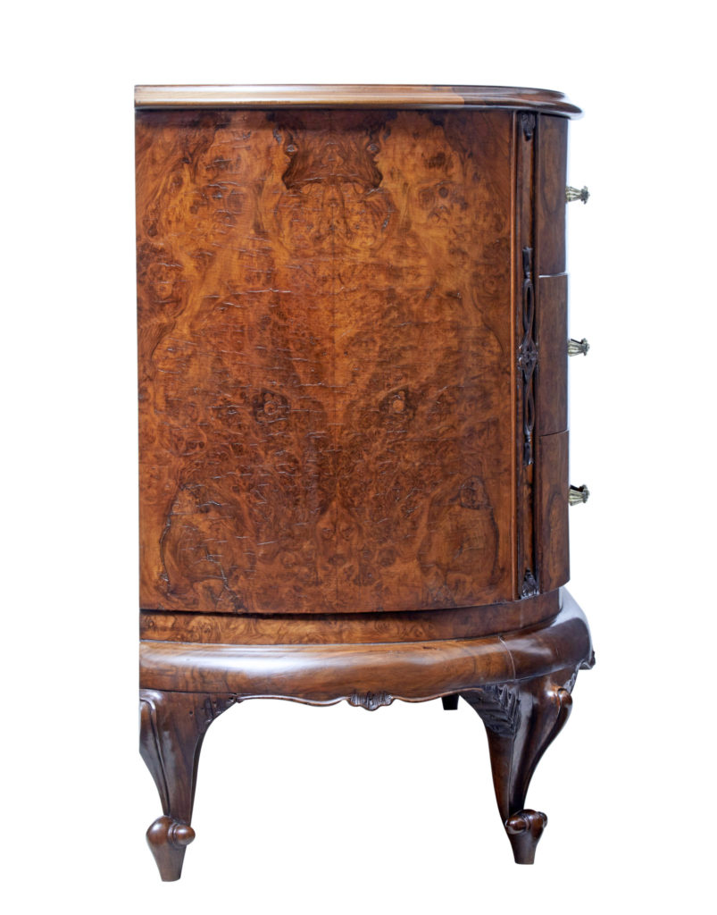 Early 20th Century Bowfront Burr Walnut Sideboard — image 6