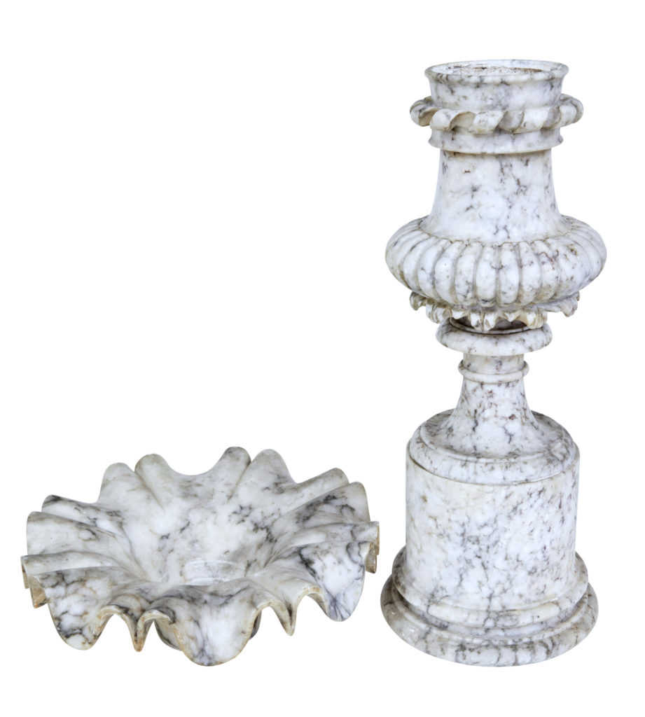 Fine Pair of French 19th Century Decorative Alabaster Urns — image 2