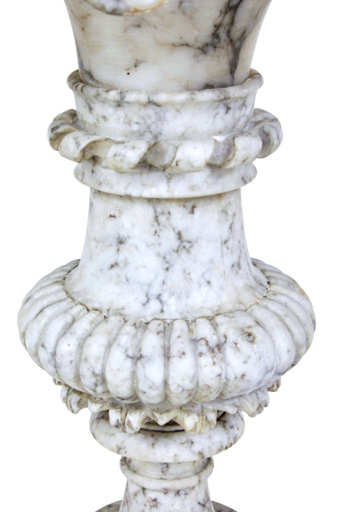 Fine Pair of French 19th Century Decorative Alabaster Urns — image 4