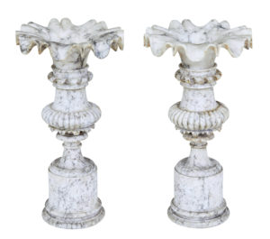 Fine Pair of French 19th Century Decorative Alabaster Urns — thumbnail 1