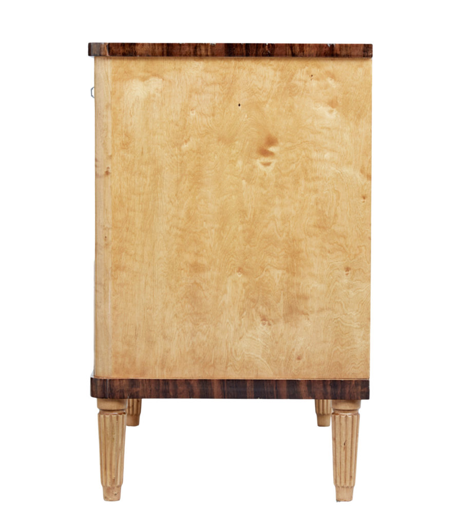 Mid 20th Century Scandinavian Inlaid Elm and Birch Chest of Drawers — image 6