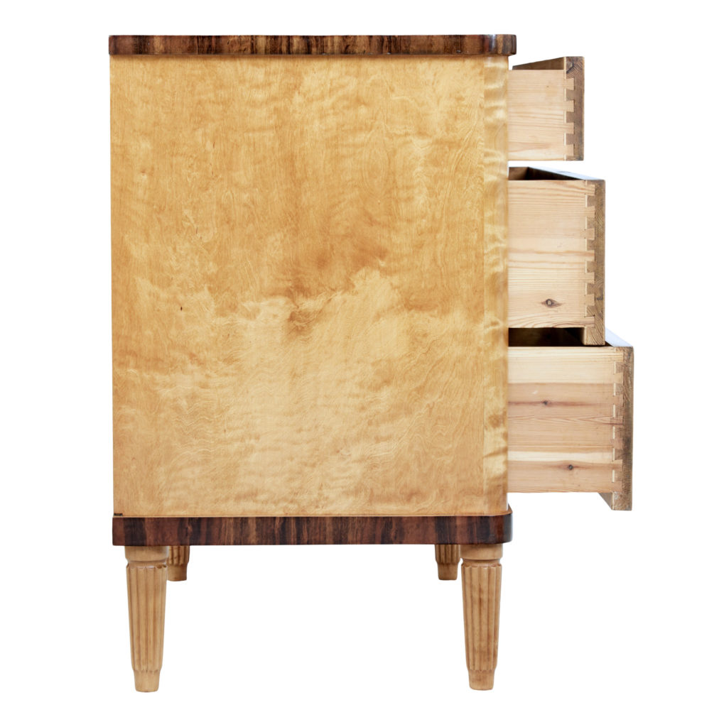 Mid 20th Century Scandinavian Inlaid Elm and Birch Chest of Drawers — image 7