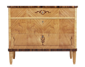 Mid 20th Century Scandinavian Inlaid Elm and Birch Chest of Drawers — thumbnail 9