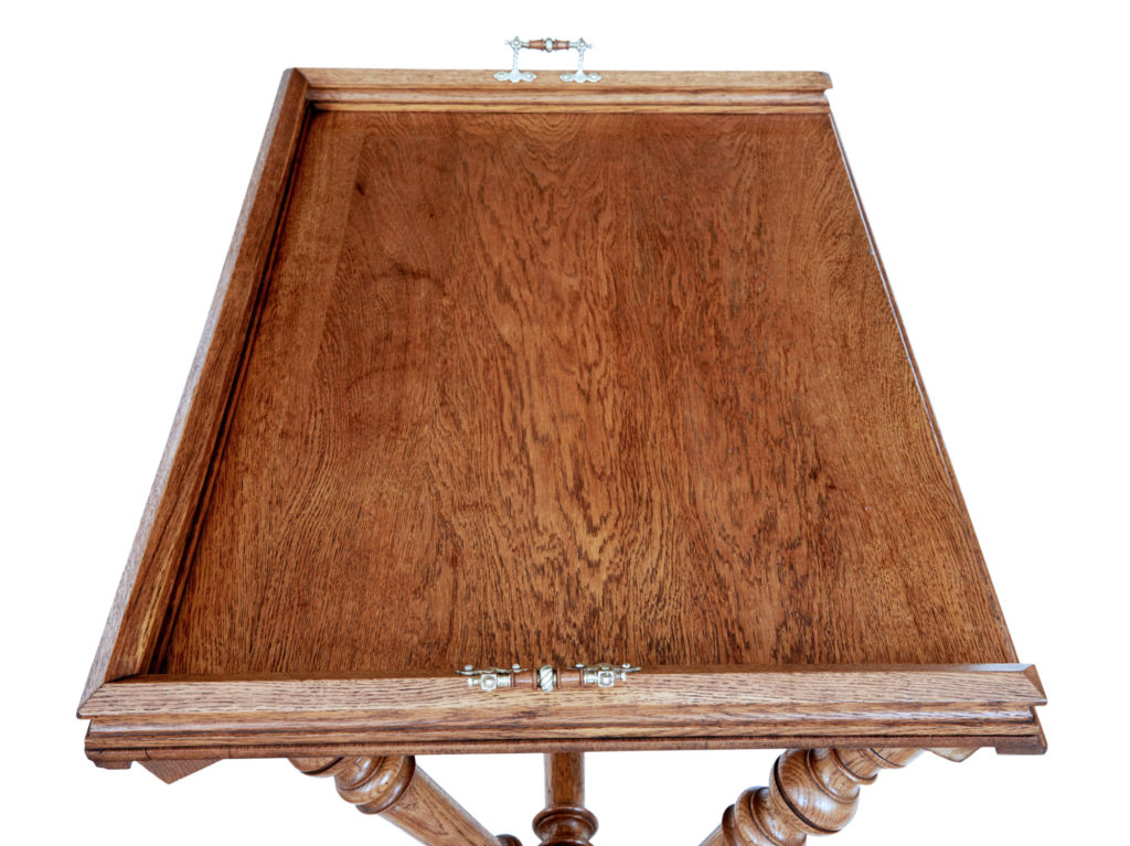 Late 19th Century Victorian Golden Oak Butlers Tray on Stand — image 4