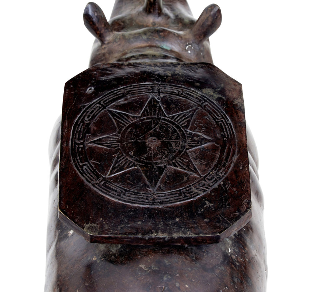 Early 20th Century Cast Bronze Rhino Occasional Table — image 2