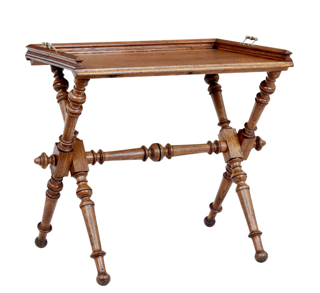 Late 19th Century Victorian Golden Oak Butlers Tray on Stand