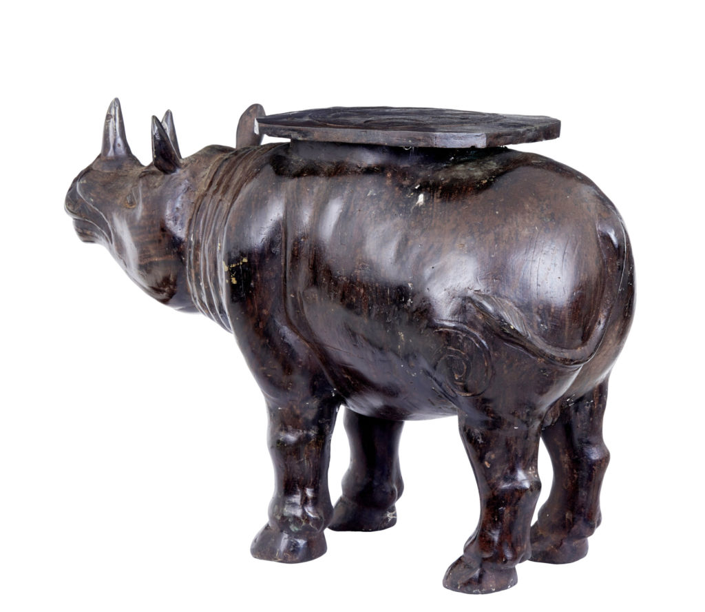 Early 20th Century Cast Bronze Rhino Occasional Table — image 5