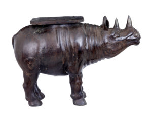 Early 20th Century Cast Bronze Rhino Occasional Table — thumbnail 8
