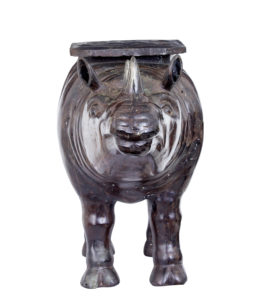 Early 20th Century Cast Bronze Rhino Occasional Table — thumbnail 9