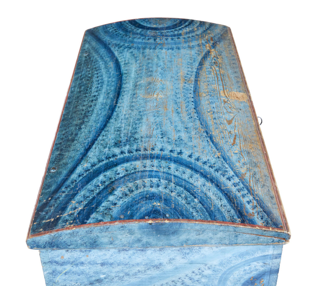 Mid 19th Century Swedish Folk Art Hand Painted Pine Coffer — image 3