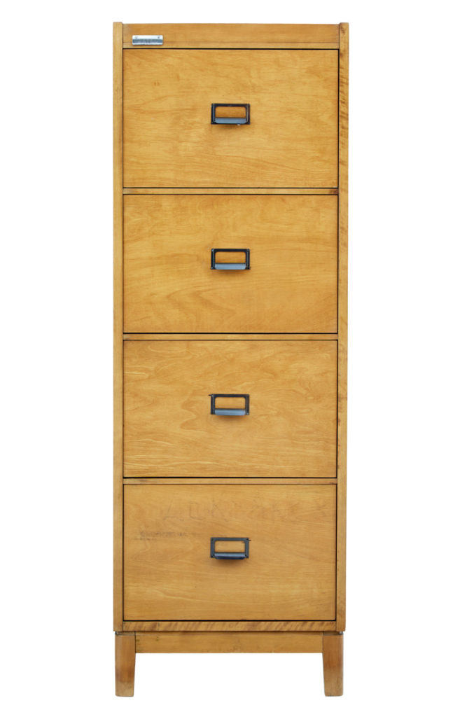Mid 20th Century Scandinavian Birch Filing Cabinet — image 8