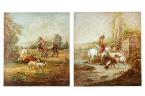 PAIR OF RURAL LATE 19TH CENTURY OIL ON CANVAS PAINTINGS