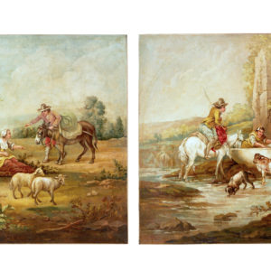 PAIR OF RURAL LATE 19TH CENTURY OIL ON CANVAS PAINTINGS