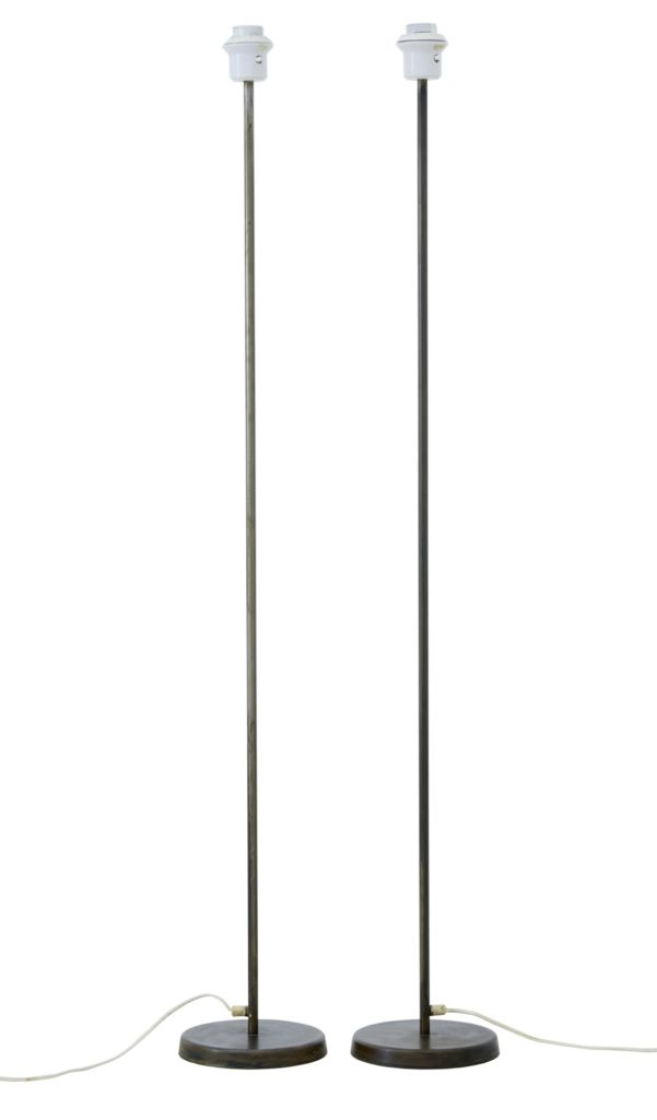 Pair of 1970’s Scandinavian Steel Gunmetal Floor Lamps