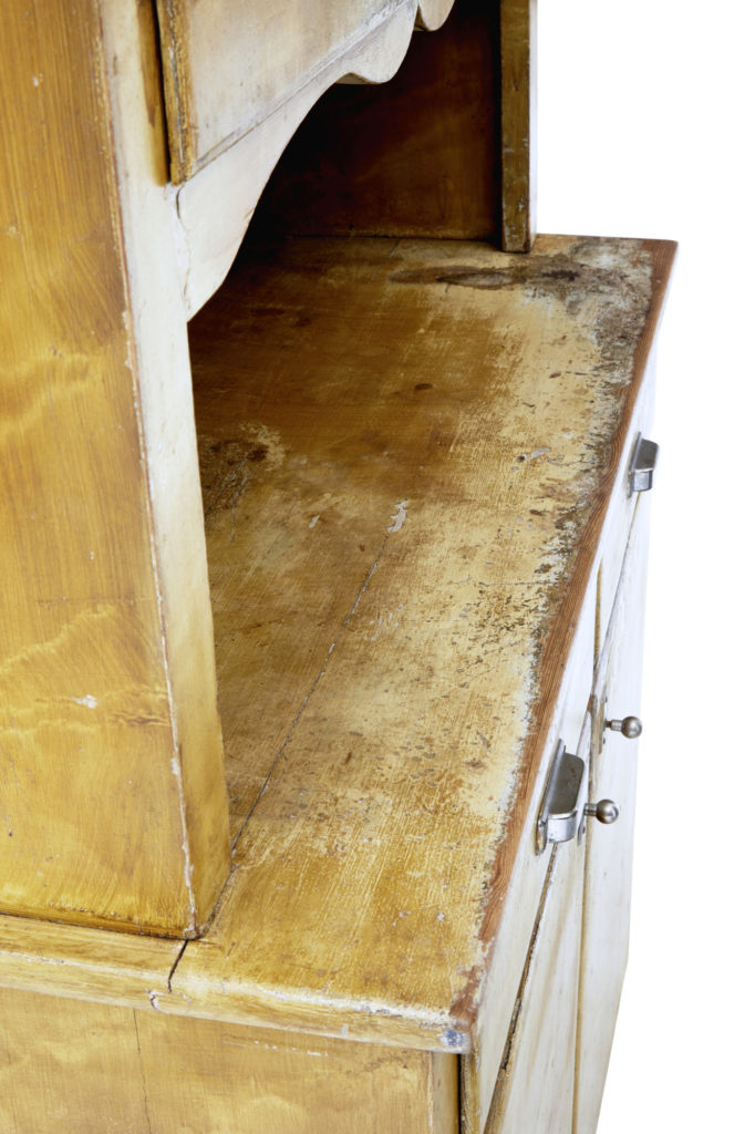 1930’s Swedish Pine Distressed Painted Kitchen Cupboard — image 3
