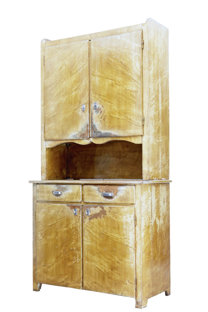 1930’s Swedish Pine Distressed Painted Kitchen Cupboard — image 6