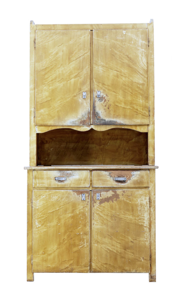 1930’s Swedish Pine Distressed Painted Kitchen Cupboard