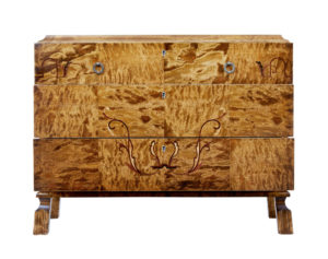 Scandinavian Late Art Deco Birch Inlaid Chest of Drawers — thumbnail 6