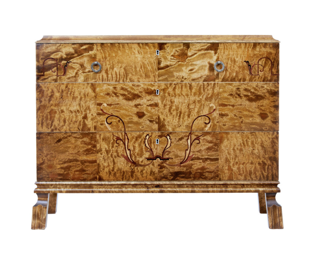 Scandinavian Late Art Deco Birch Inlaid Chest of Drawers — image 7