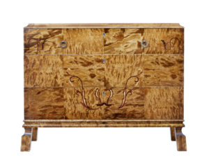 Scandinavian Late Art Deco Birch Inlaid Chest of Drawers — thumbnail 7