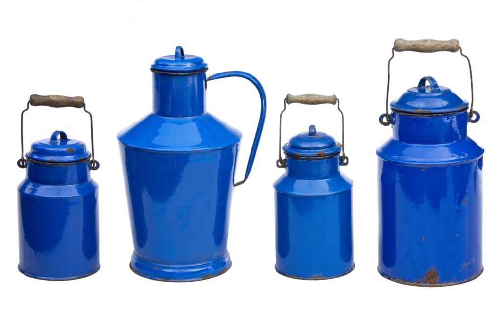 COLLECTION OF 4 PIECES OF HUNGARIAN ENAMELWARE BY BONYHAD