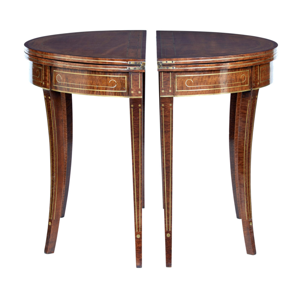 Pair of 19th Century William Iv Mahogany and Brass Inlaid Tea Tables — image 9