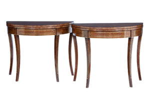 Pair of 19th Century William Iv Mahogany and Brass Inlaid Tea Tables — thumbnail 1