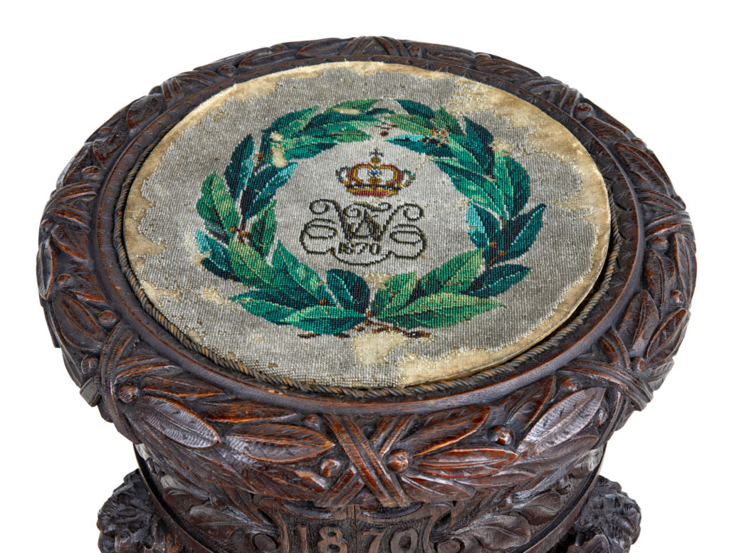 19th Century Carved Oak Black Forest Caddy on Stand — image 3