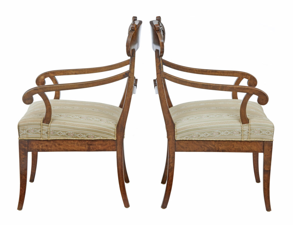 Pair of 19th Century Swedish Birch Armchairs — image 5