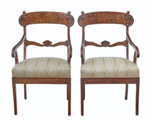 Pair of 19th Century Swedish Birch Armchairs — thumbnail 1