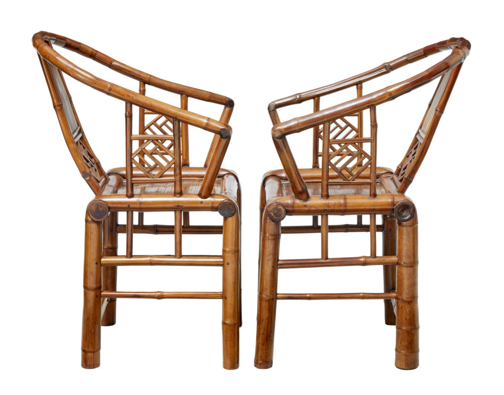Pair of Early 20th Century Chinese Bamboo Armchairs — image 4