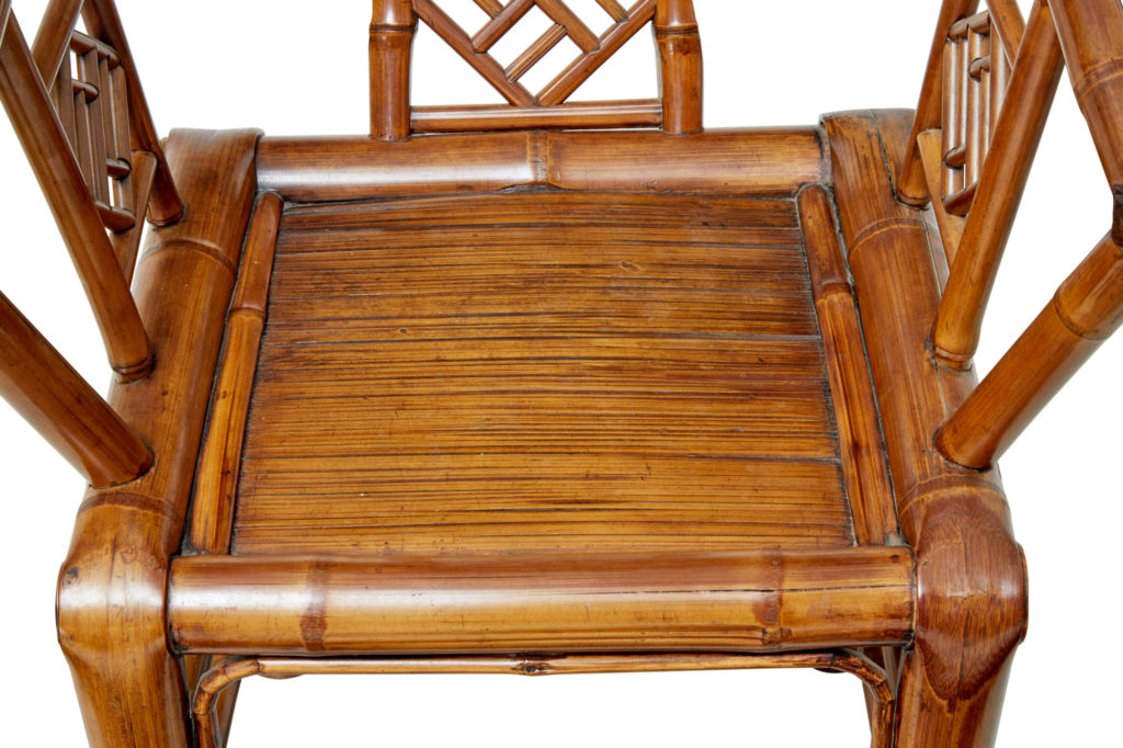 Pair of Early 20th Century Chinese Bamboo Armchairs — image 3