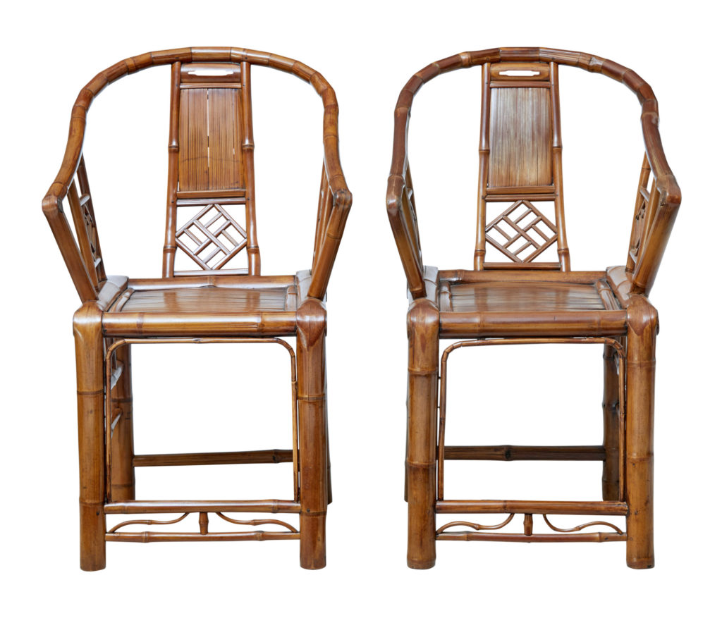Pair of Early 20th Century Chinese Bamboo Armchairs