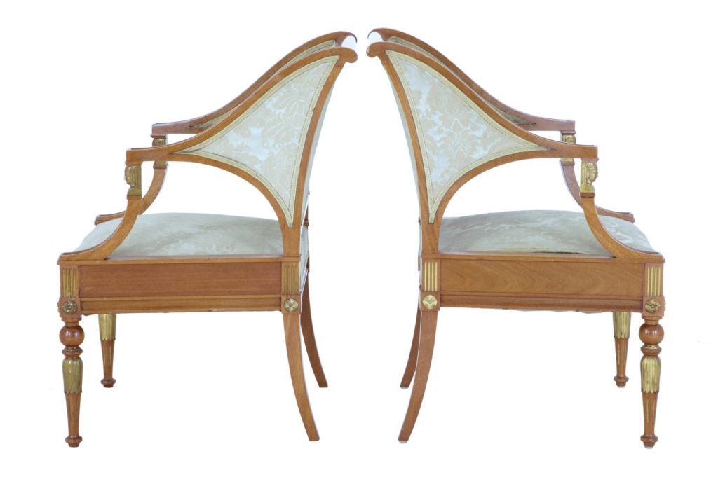 Pair of 19th Century Empire Revival Walnut Armchairs — image 6