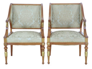 Pair of 19th Century Empire Revival Walnut Armchairs — thumbnail 1