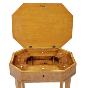 Early 20th Century Octagonal Birch Work Table — thumbnail 3