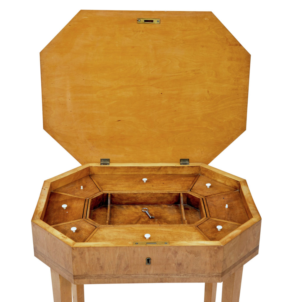 Early 20th Century Octagonal Birch Work Table — image 3