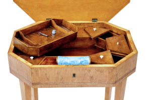 Early 20th Century Octagonal Birch Work Table — thumbnail 2
