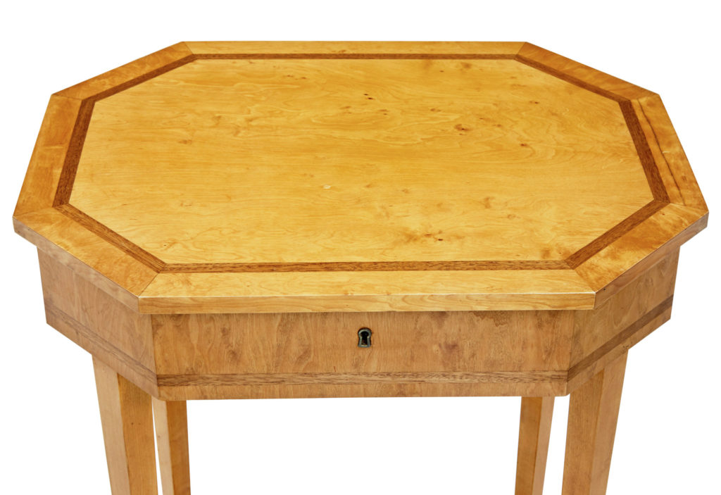 Early 20th Century Octagonal Birch Work Table — image 4