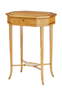 Early 20th Century Octagonal Birch Work Table — thumbnail 1