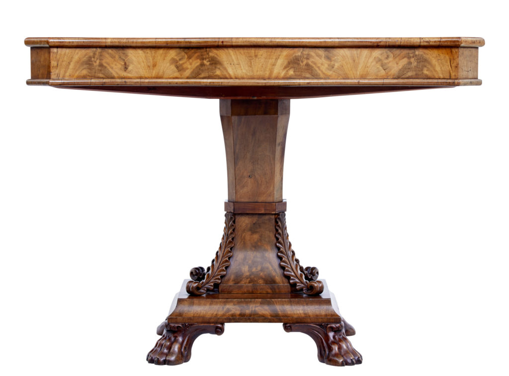Mid 19th Century Carved Swedish Flame Mahogany Centre Table — image 4