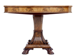 Mid 19th Century Carved Swedish Flame Mahogany Centre Table — thumbnail 4